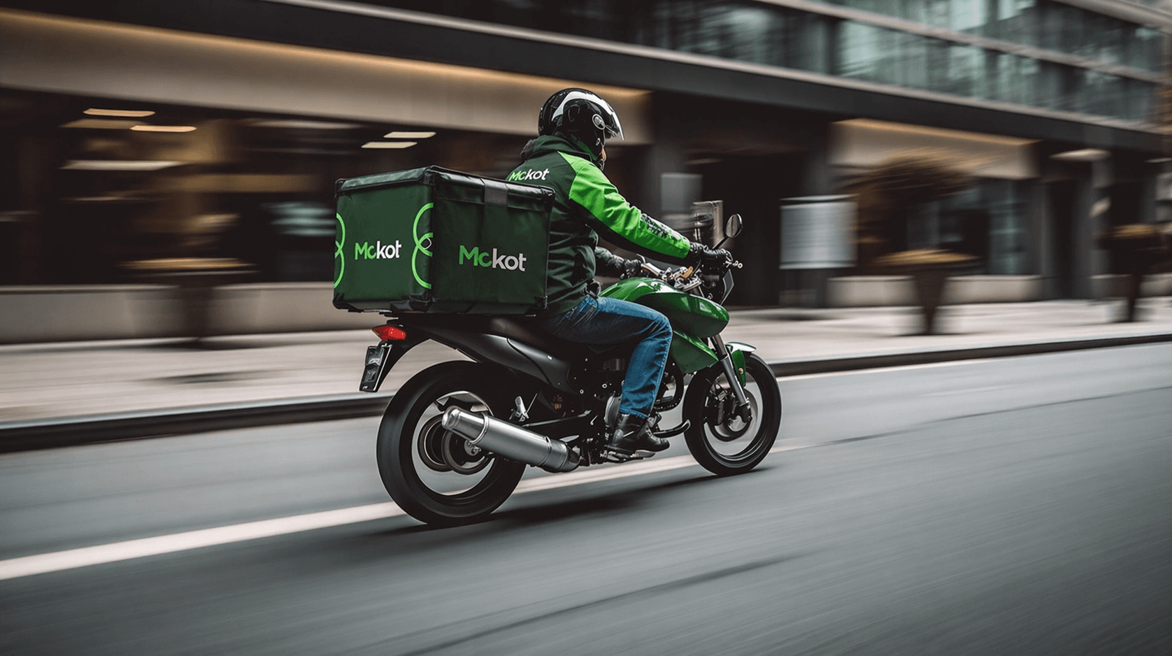 Mckot rider on motorcycle delivering across Accra