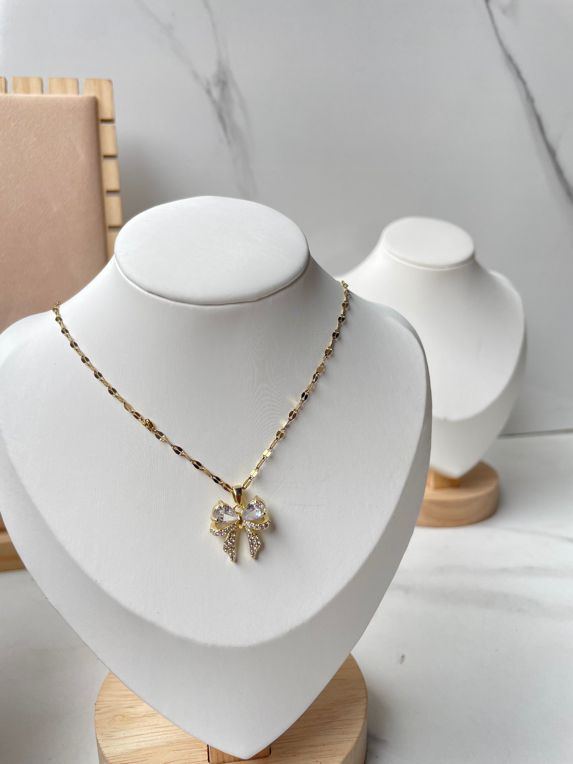Golden Grace bow necklace